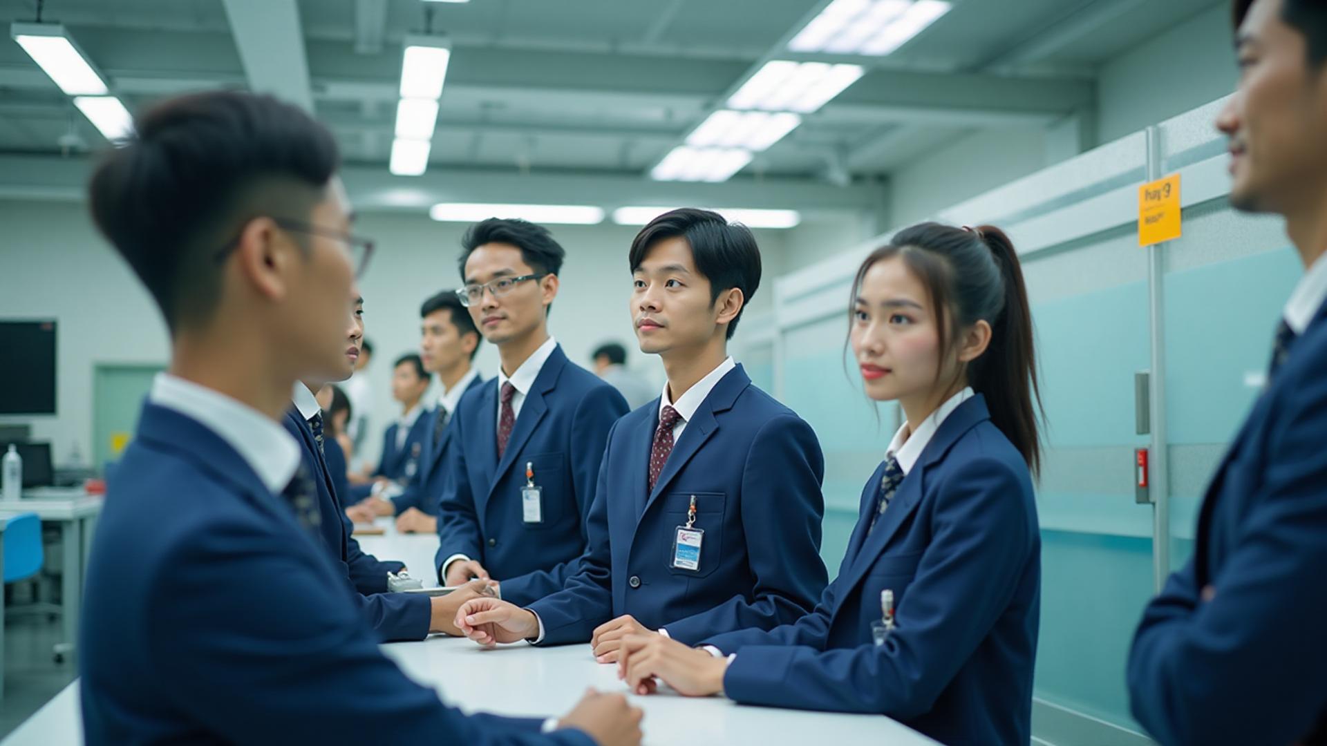 Bangladeshi trainees in modern training facility